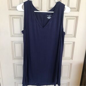 Lane Bryant Tee Sz14-16 Drk Blue V Neck Sleeveless Tunic Style nice